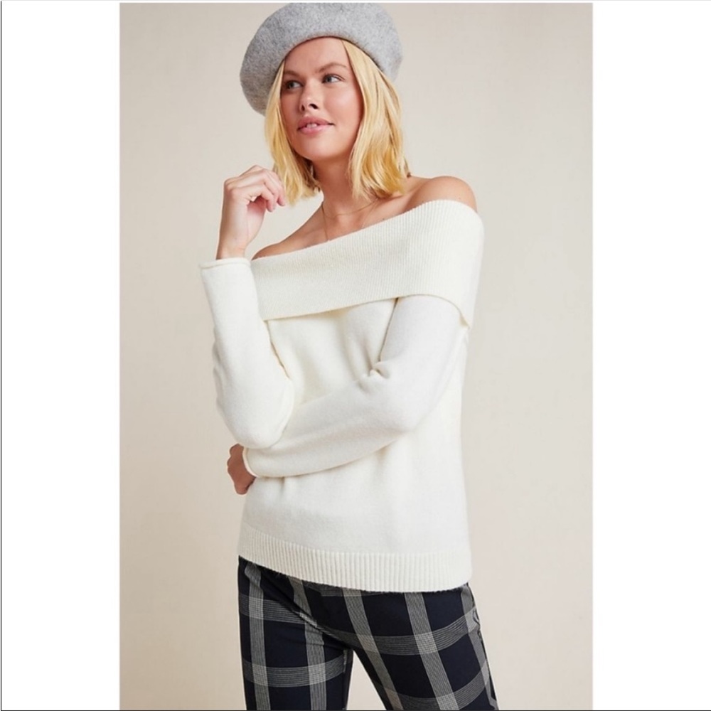 Anthropologie ivory sweater (off shoulder or cowl neck!)